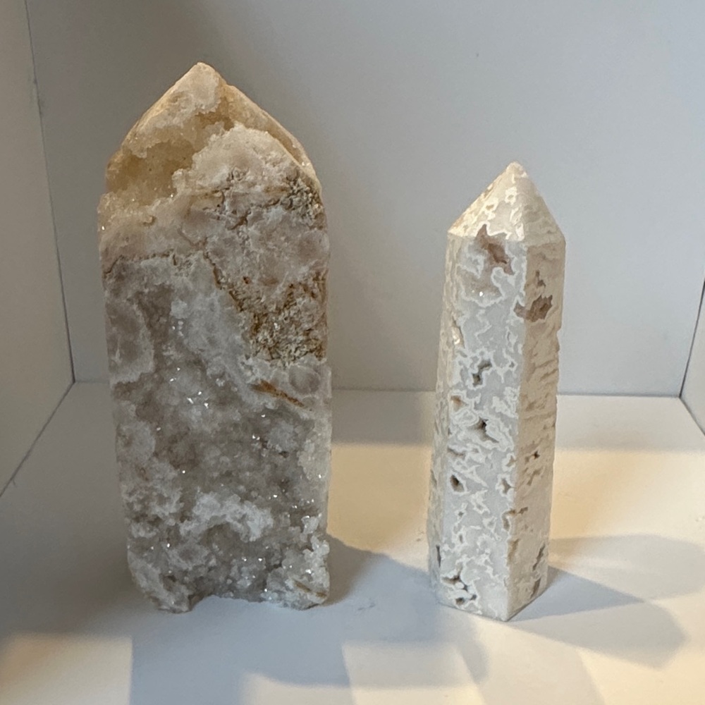 Natural white quartz Crystal Tower Set